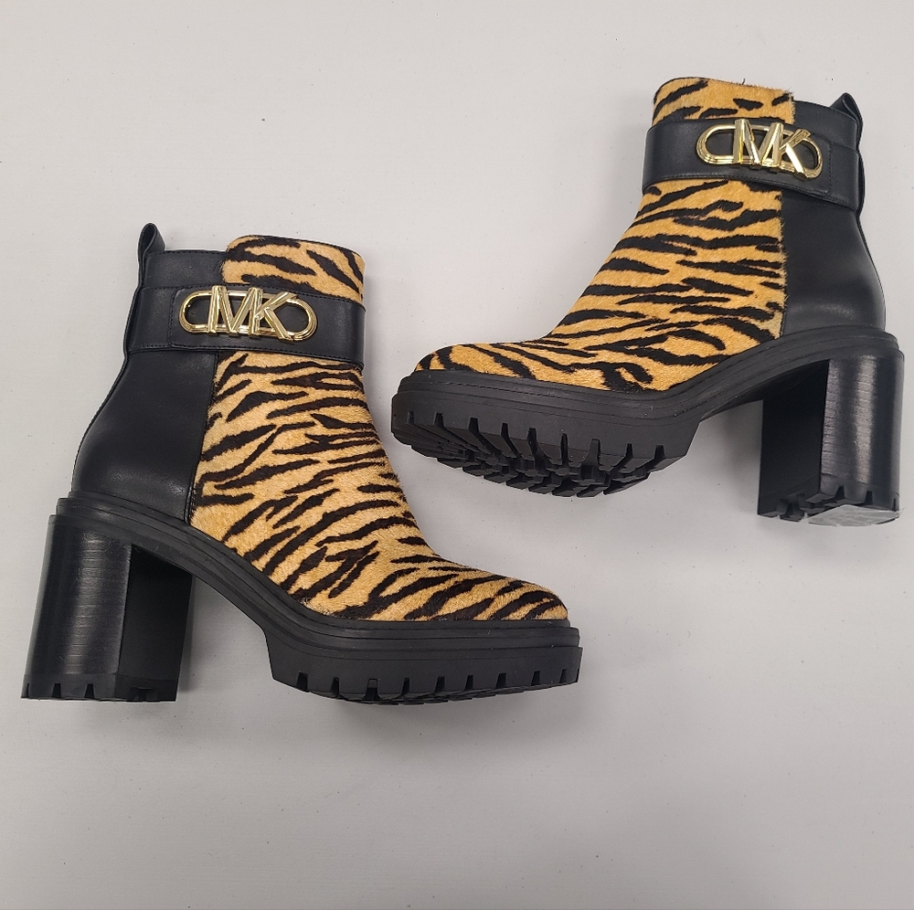 Michael Kors Women's Parker Tiger Print Calf Hair Ankle Boots